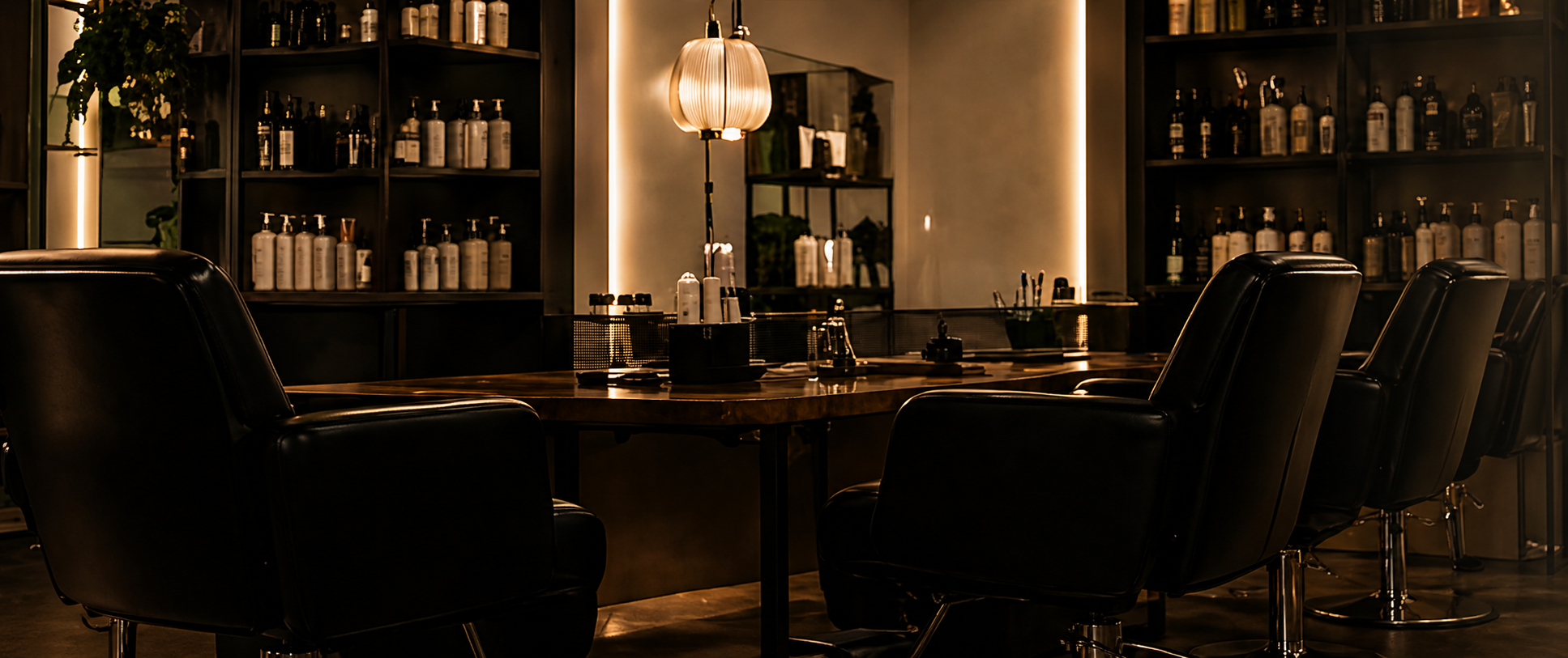 Salon interior with chairs and product shelving — Aurora Bonita professional CTA